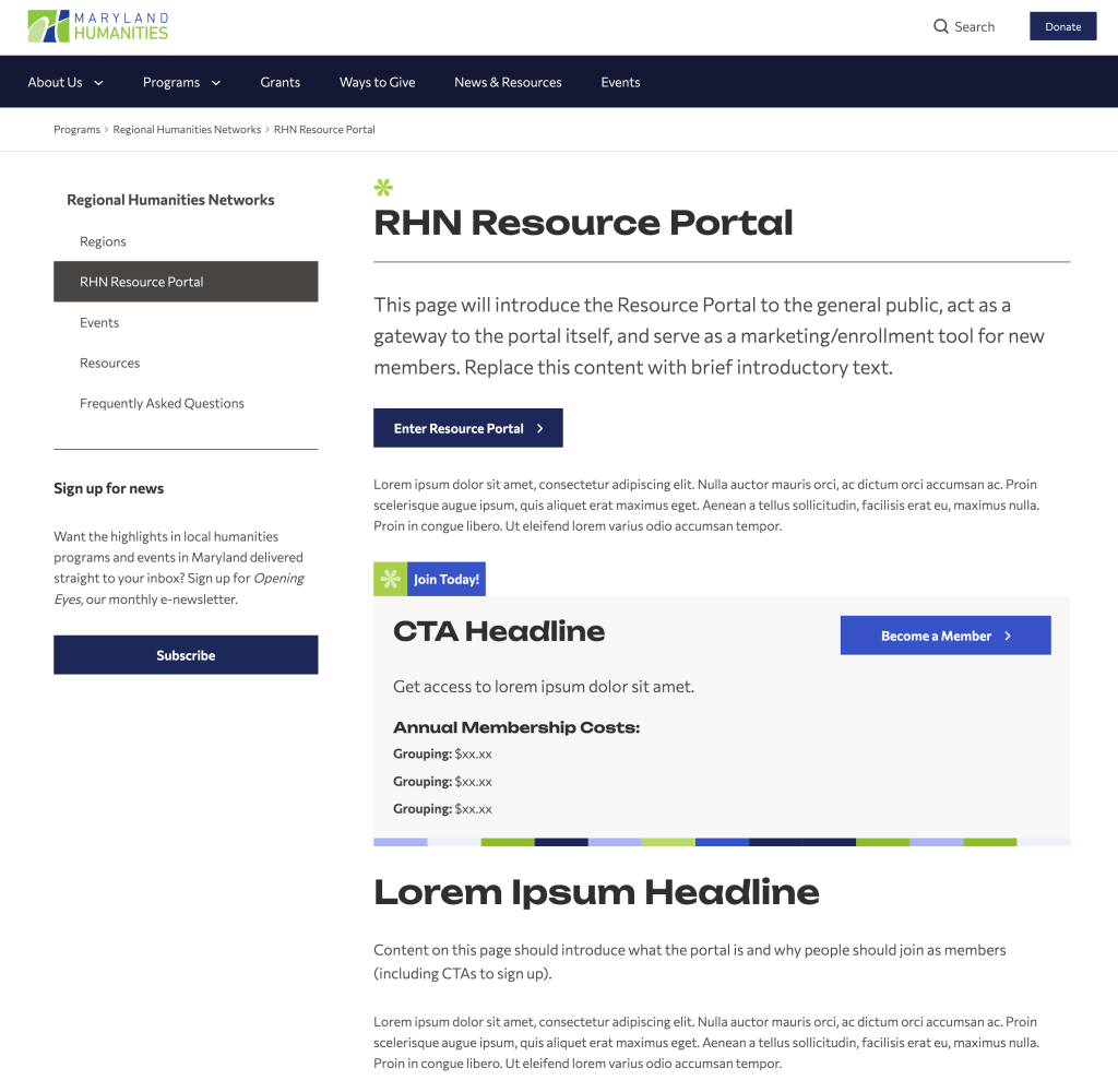 Screenshot of Gateway page logged in
