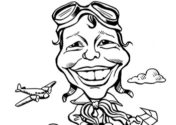 Caricature of Amelia Earhart