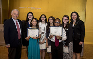 Senator Paul Sarbanes and Phoebe Stein with 2016 LAL state winners.
