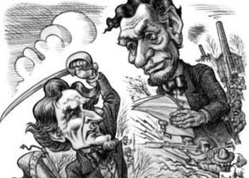 Caricature of Lincoln and Davis