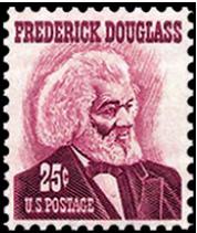 The Frederick Douglass 25 cents postage stamp issued for the Douglass sesquicentennial in 1967 by the U.S. Post Office.